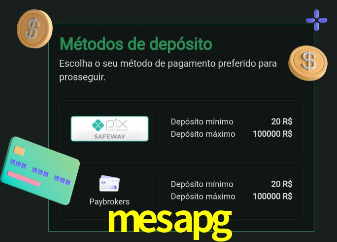 O cassino mesapg oferece uma grande variedade de métodos de pagamento